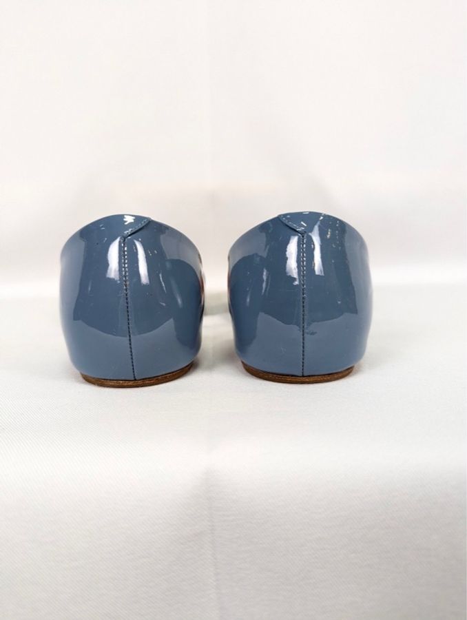 莉亞精品♡ RV 藍漆皮中空平底鞋 #37.5 二手美包-2