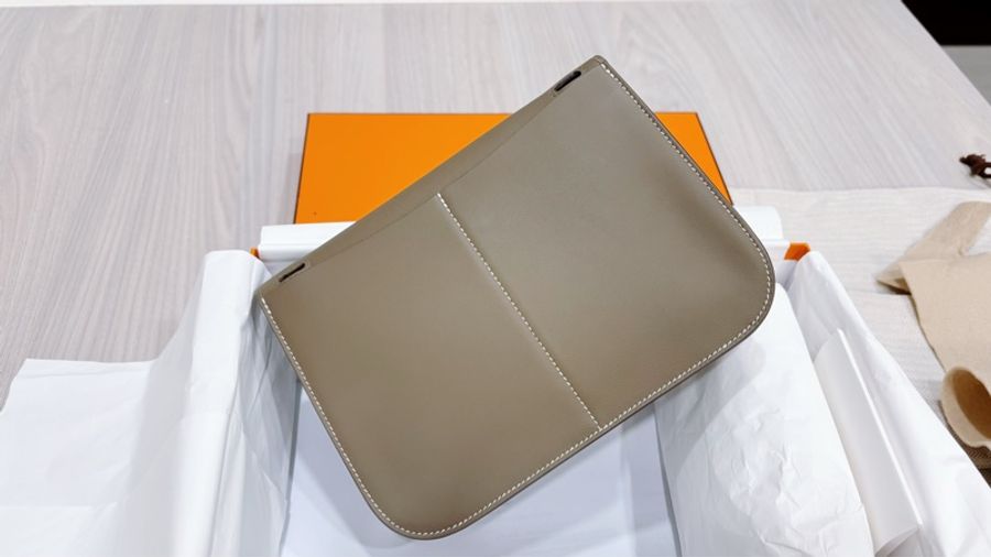 Hermès mini Halzan /全新閒置大象灰銀釦-2