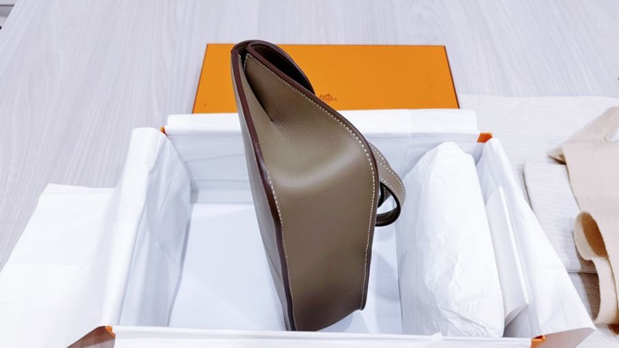 Hermès mini Halzan /全新閒置大象灰銀釦-8