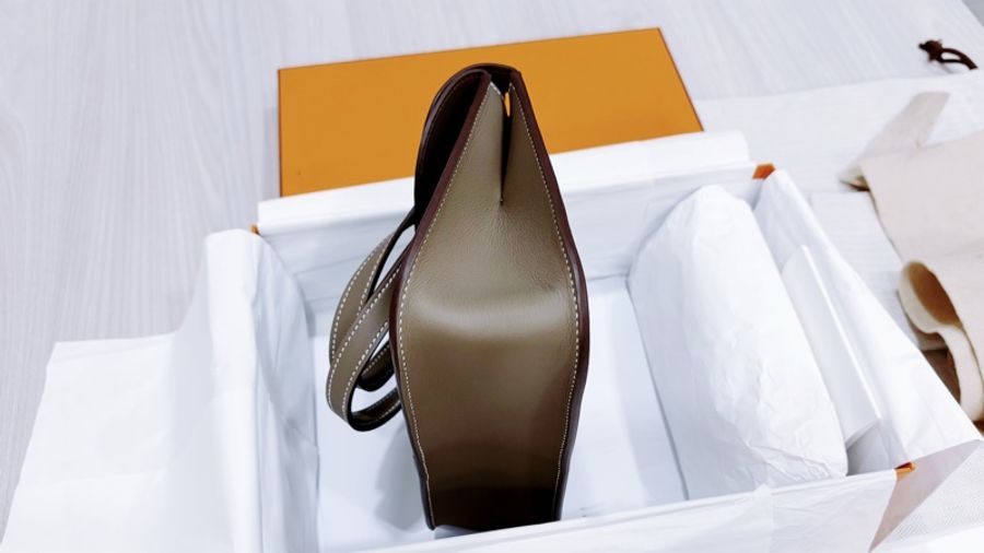 Hermès mini Halzan /全新閒置大象灰銀釦-9