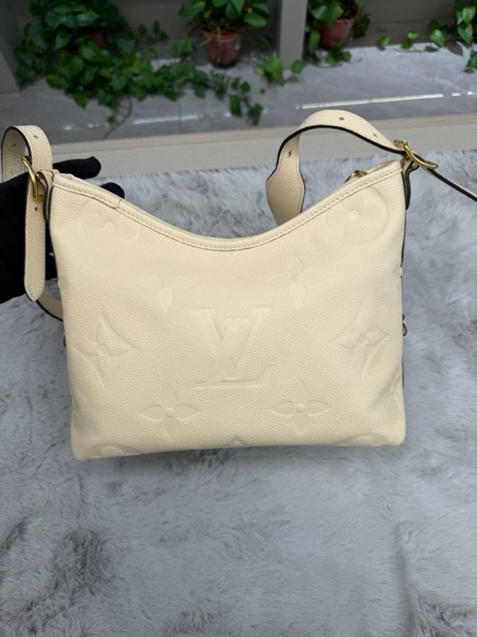 LV路易威登 97新Carryall小號米白色全皮壓紋子母包 芯片款-1