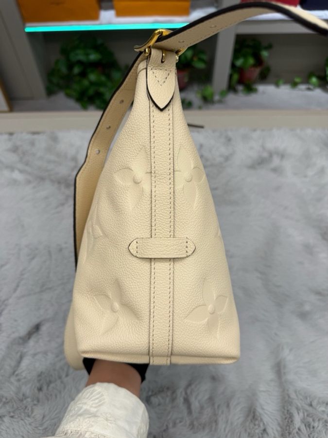 LV路易威登 97新Carryall小號米白色全皮壓紋子母包 芯片款-3