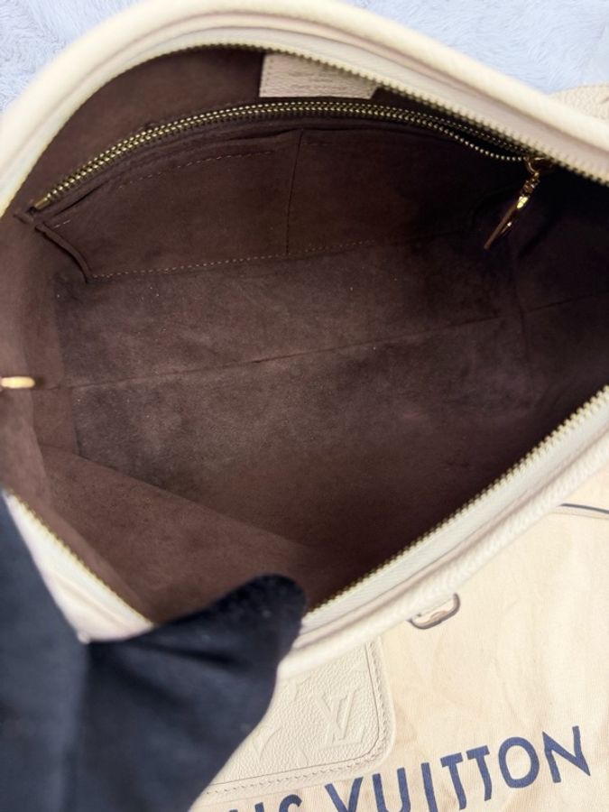 LV路易威登 97新Carryall小號米白色全皮壓紋子母包 芯片款-8