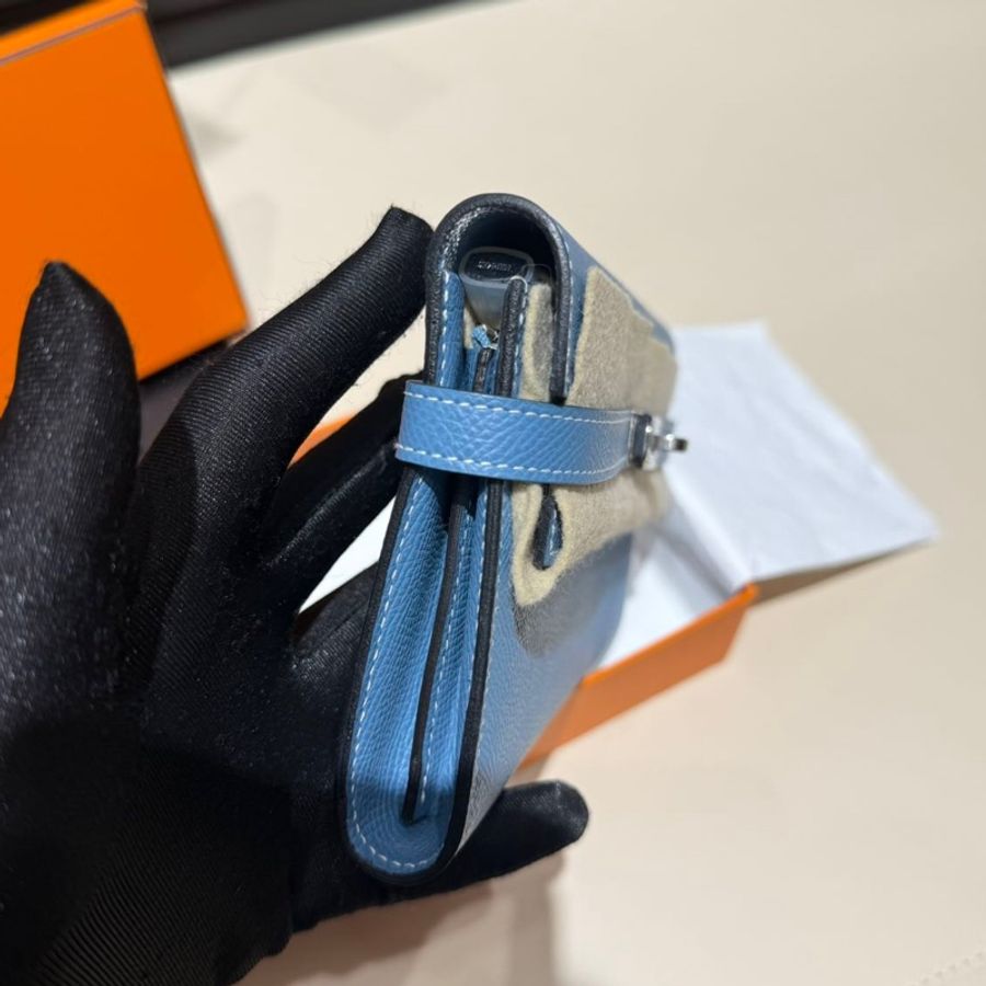 🌈Hermes🩵Kelly Wallet長銀包🩵牛仔藍銀扣🩵全新閑置🌈Epsom皮🌟有盒🩵有貼膜🌟kellywallet🌟kelly🌟hermeswallet🌟愛馬仕🌟-2
