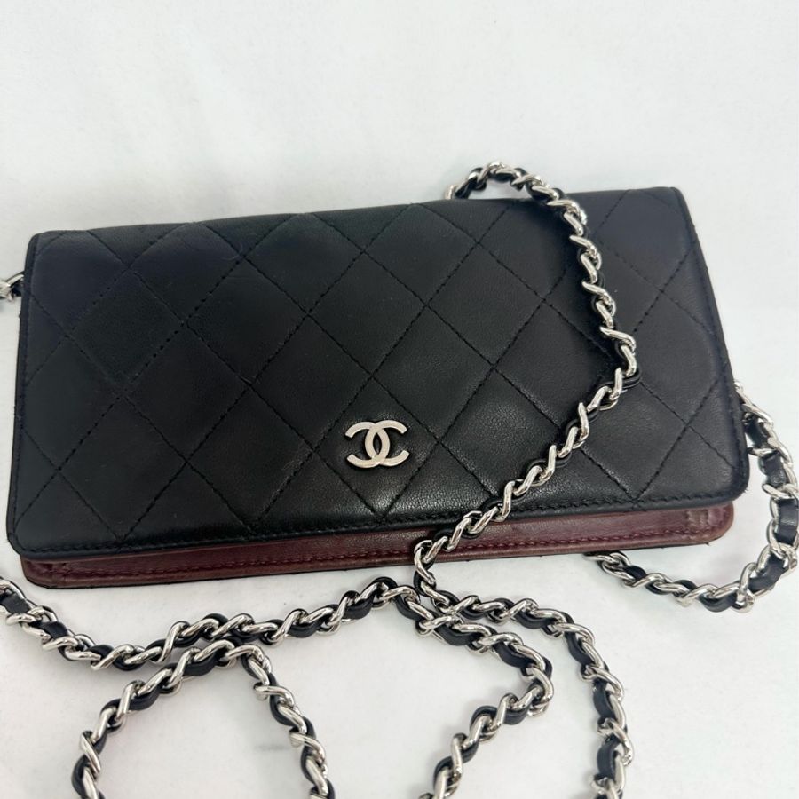 香奈兒 黑色 黑色皮革 菱格 羊皮 黑色皮革 雙c 經典款 長夾 錢包 chanel WOC手袋 側斜包 孭背包 長夾 單肩包 包包 鏈條錢包 chanel black caviar long wallet /wallet on chain woc香奈兒 黑色 菱格 長夾 Chanel WOC 鏈條錢包-6