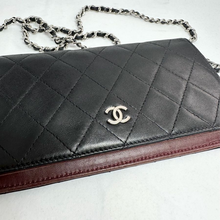 香奈兒 黑色 黑色皮革 菱格 羊皮 黑色皮革 雙c 經典款 長夾 錢包 chanel WOC手袋 側斜包 孭背包 長夾 單肩包 包包 鏈條錢包 chanel black caviar long wallet /wallet on chain woc香奈兒 黑色 菱格 長夾 Chanel WOC 鏈條錢包-14