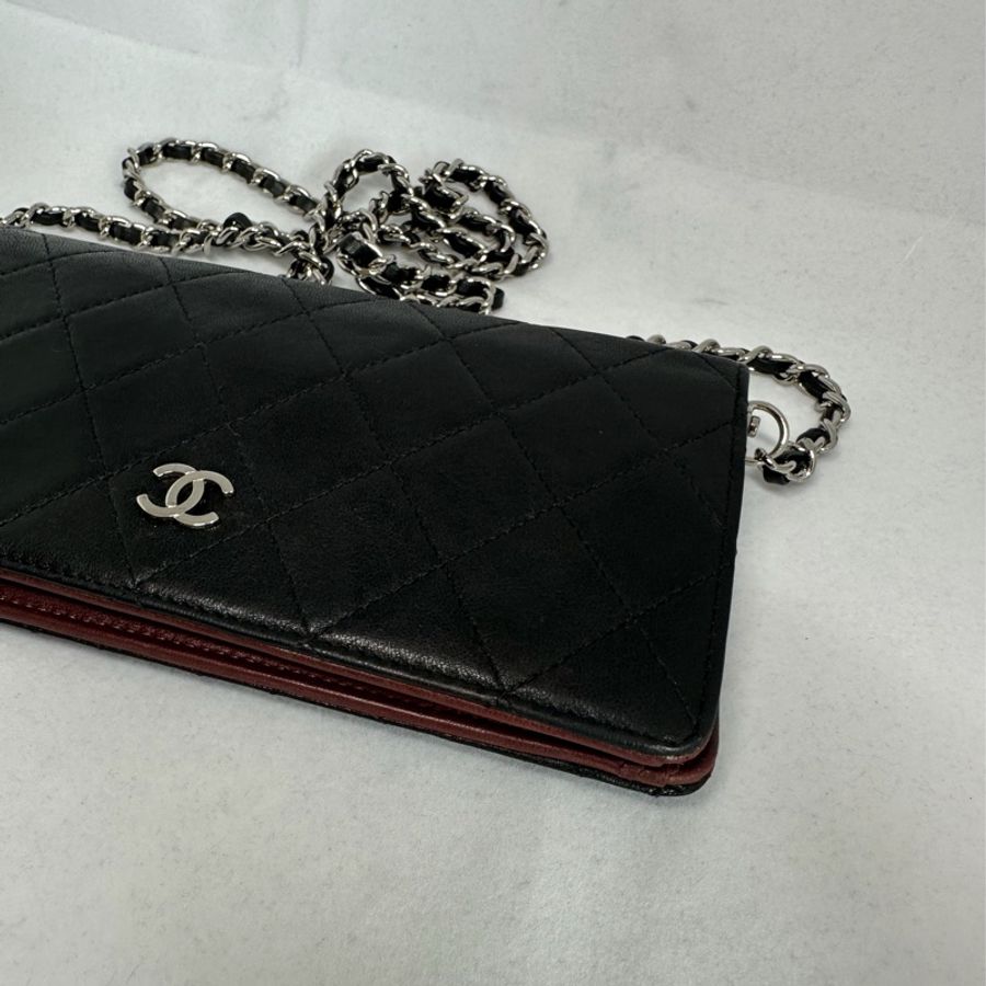 香奈兒 黑色 黑色皮革 菱格 羊皮 黑色皮革 雙c 經典款 長夾 錢包 chanel WOC手袋 側斜包 孭背包 長夾 單肩包 包包 鏈條錢包 chanel black caviar long wallet /wallet on chain woc香奈兒 黑色 菱格 長夾 Chanel WOC 鏈條錢包-29