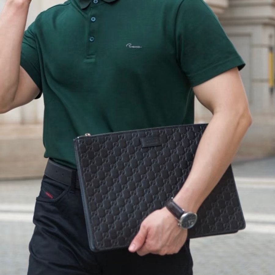 GUCCI古馳老花Logo壓紋 手拿包斜挎單肩包-0