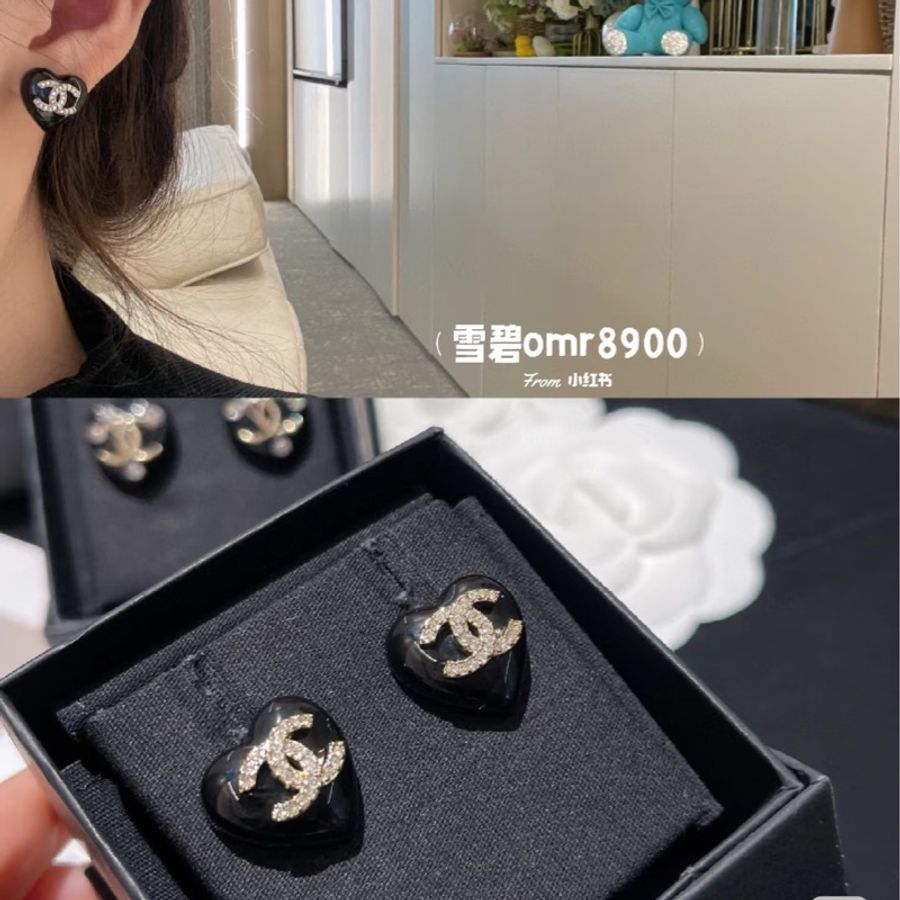 全新全配❤️ 香奈兒 #愛心耳環 #22B黑色愛心 #mini耳釘-3