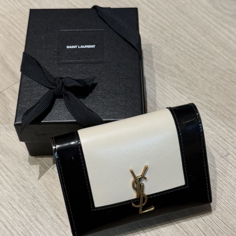 Saint Laurent(YSL)短夾 黑白拼色-0