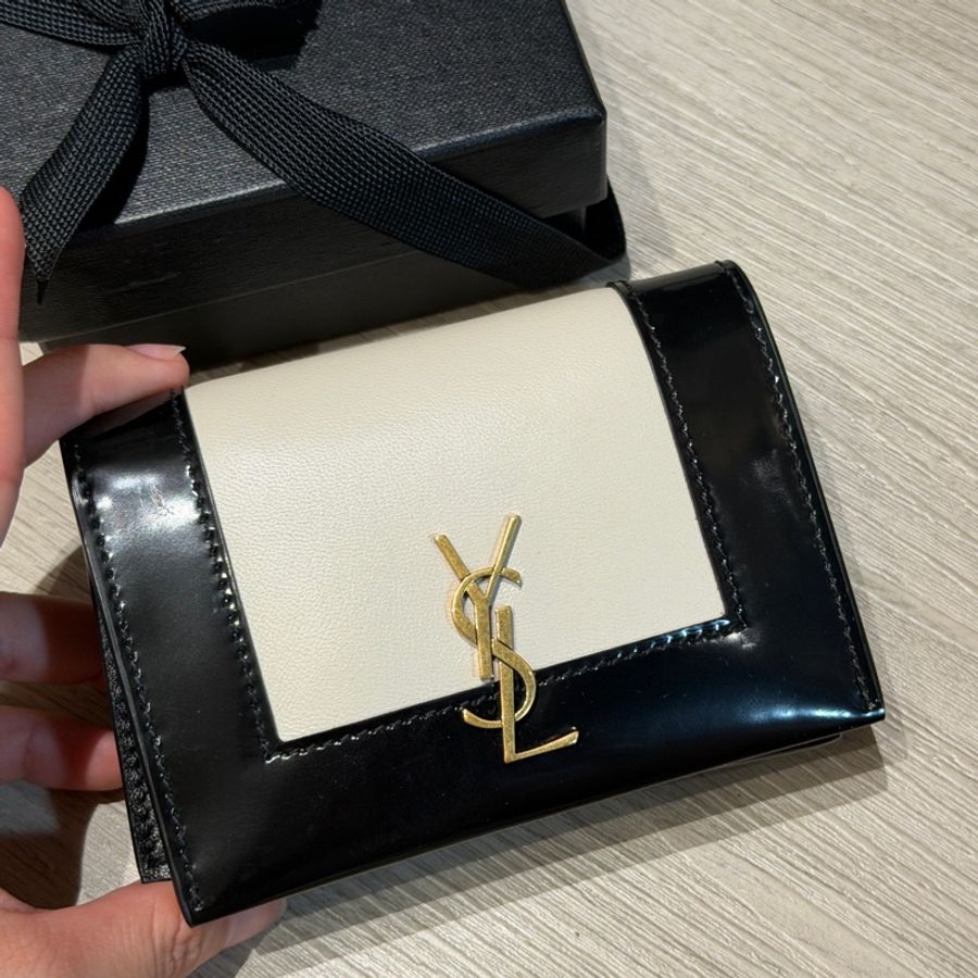 Saint Laurent(YSL)短夾 黑白拼色-4