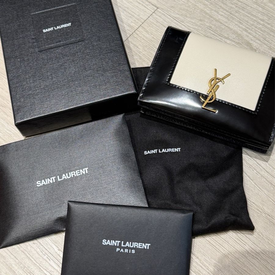 Saint Laurent(YSL)短夾 黑白拼色-12