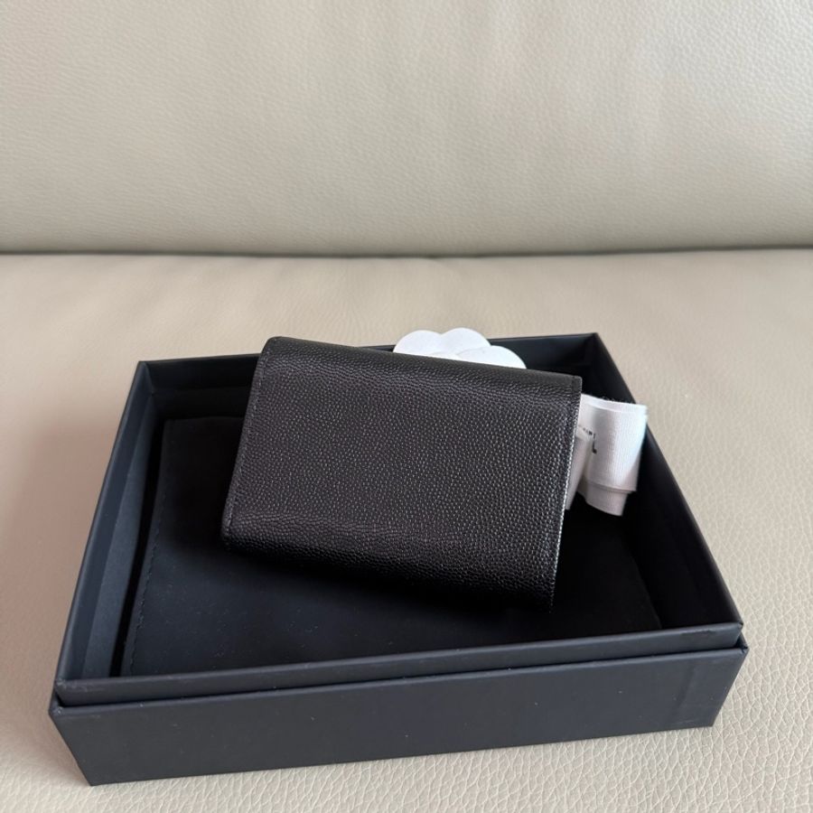「M.Y精品」小香 Chanel mini短夾 經典復古浮雕 荔枝牛皮 🎁ok-1