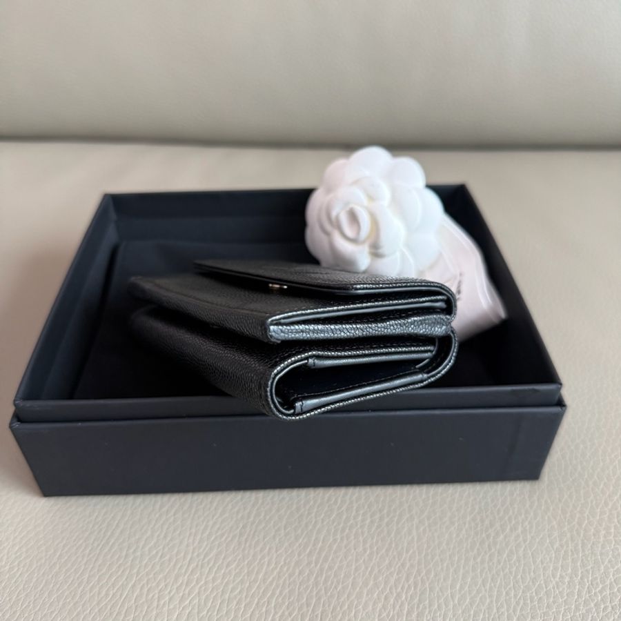 「M.Y精品」小香 Chanel mini短夾 經典復古浮雕 荔枝牛皮 🎁ok-3