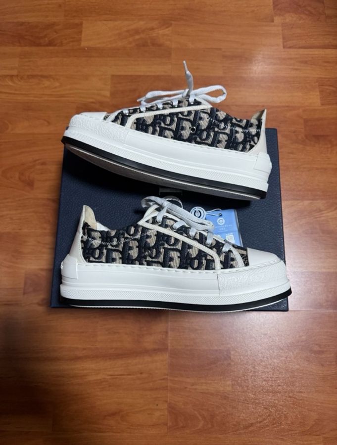 Dior厚底鞋迪奧Walk'n'CD滿印刺繡印花板鞋 深藍 36碼-1
