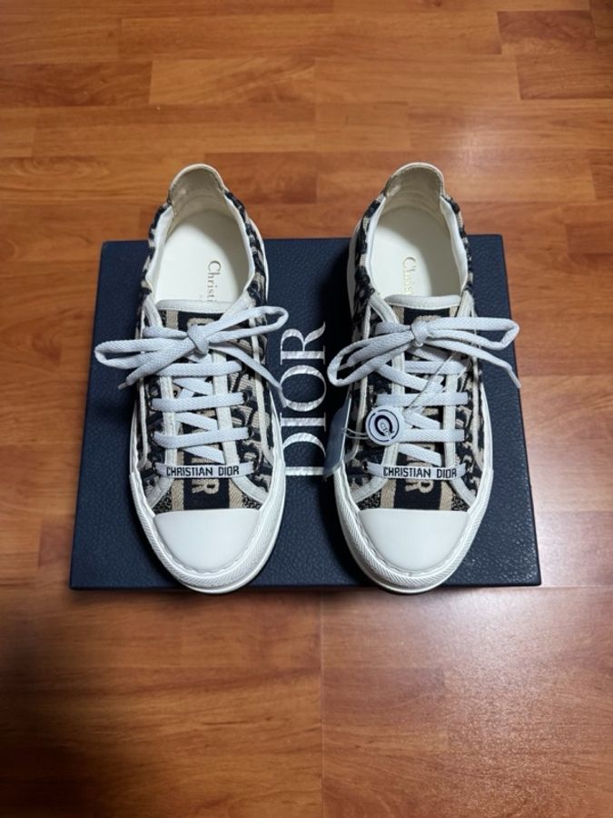 Dior厚底鞋迪奧Walk'n'CD滿印刺繡印花板鞋 深藍 36碼-2