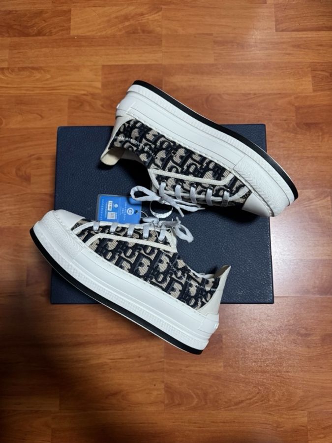 Dior厚底鞋迪奧Walk'n'CD滿印刺繡印花板鞋 深藍 36碼-8