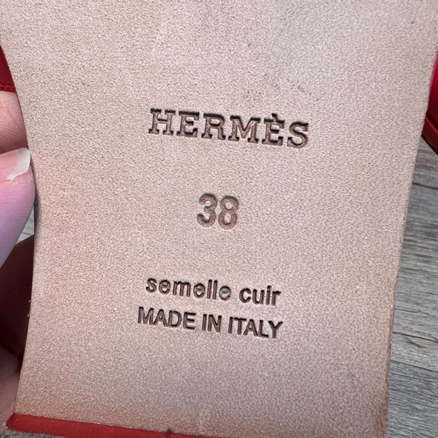 Hermers 愛馬仕 珊瑚紅 紅色 大紅 H拖鞋 38碼-6