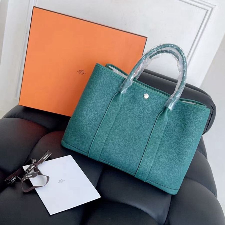 【近新閒置品】Hermes 愛馬仕 Garden Party花園36 全皮款 C刻 孔雀綠-0