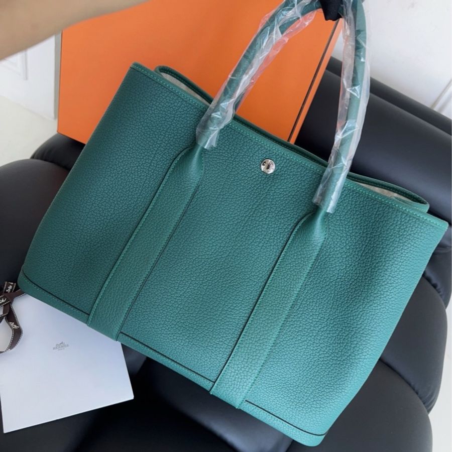 【近新閒置品】Hermes 愛馬仕 Garden Party花園36 全皮款 C刻 孔雀綠-2