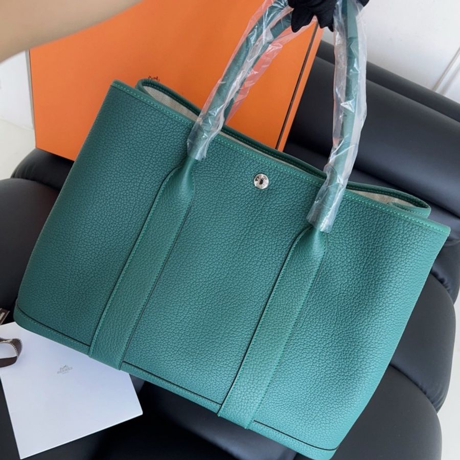 【近新閒置品】Hermes 愛馬仕 Garden Party花園36 全皮款 C刻 孔雀綠-3