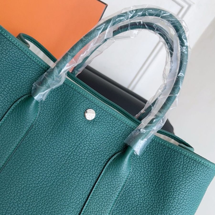 【近新閒置品】Hermes 愛馬仕 Garden Party花園36 全皮款 C刻 孔雀綠-6