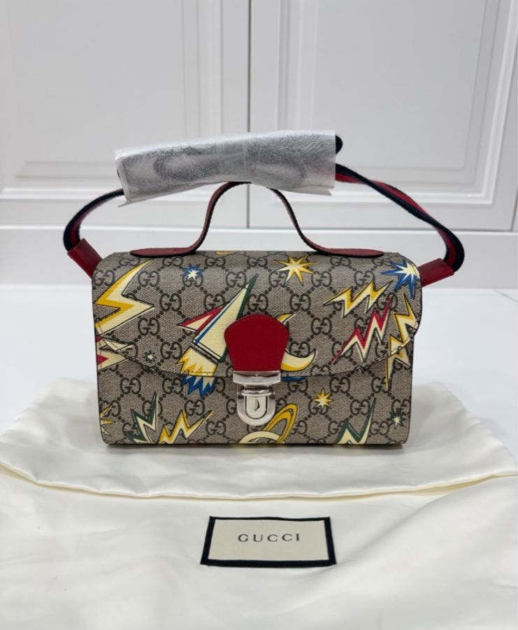 《仙闆名牌精品》Gucci New Supreme Canvas 帆布 彩色宇宙 星空圖案 手提包 肩背包 斜背包-1