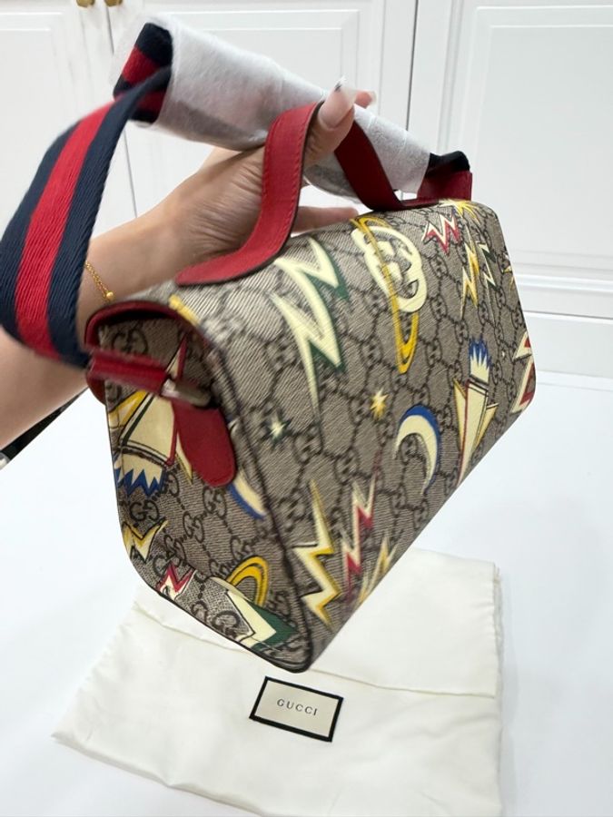 《仙闆名牌精品》Gucci New Supreme Canvas 帆布 彩色宇宙 星空圖案 手提包 肩背包 斜背包-9