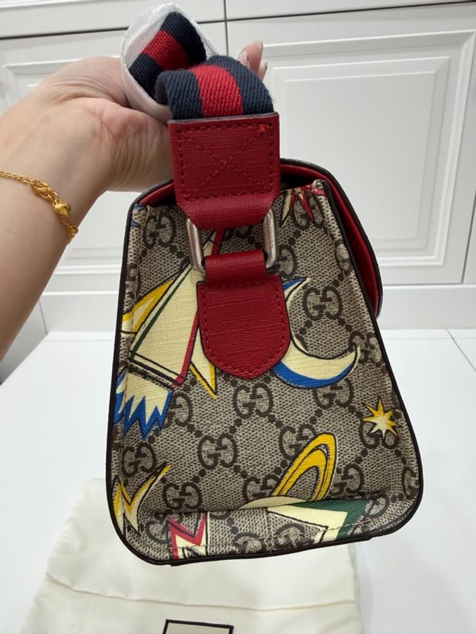 《仙闆名牌精品》Gucci New Supreme Canvas 帆布 彩色宇宙 星空圖案 手提包 肩背包 斜背包-10