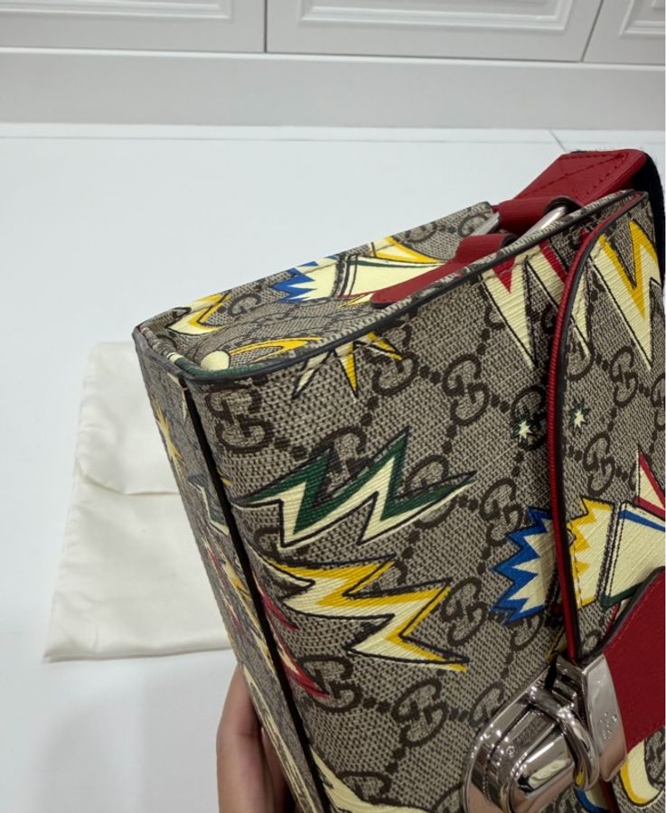 《仙闆名牌精品》Gucci New Supreme Canvas 帆布 彩色宇宙 星空圖案 手提包 肩背包 斜背包-13