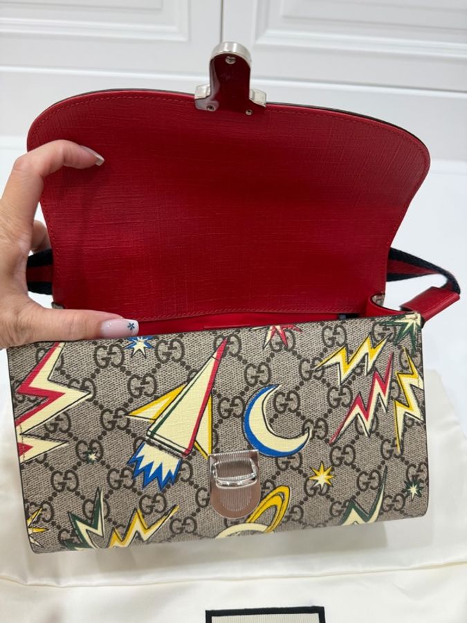 《仙闆名牌精品》Gucci New Supreme Canvas 帆布 彩色宇宙 星空圖案 手提包 肩背包 斜背包-18