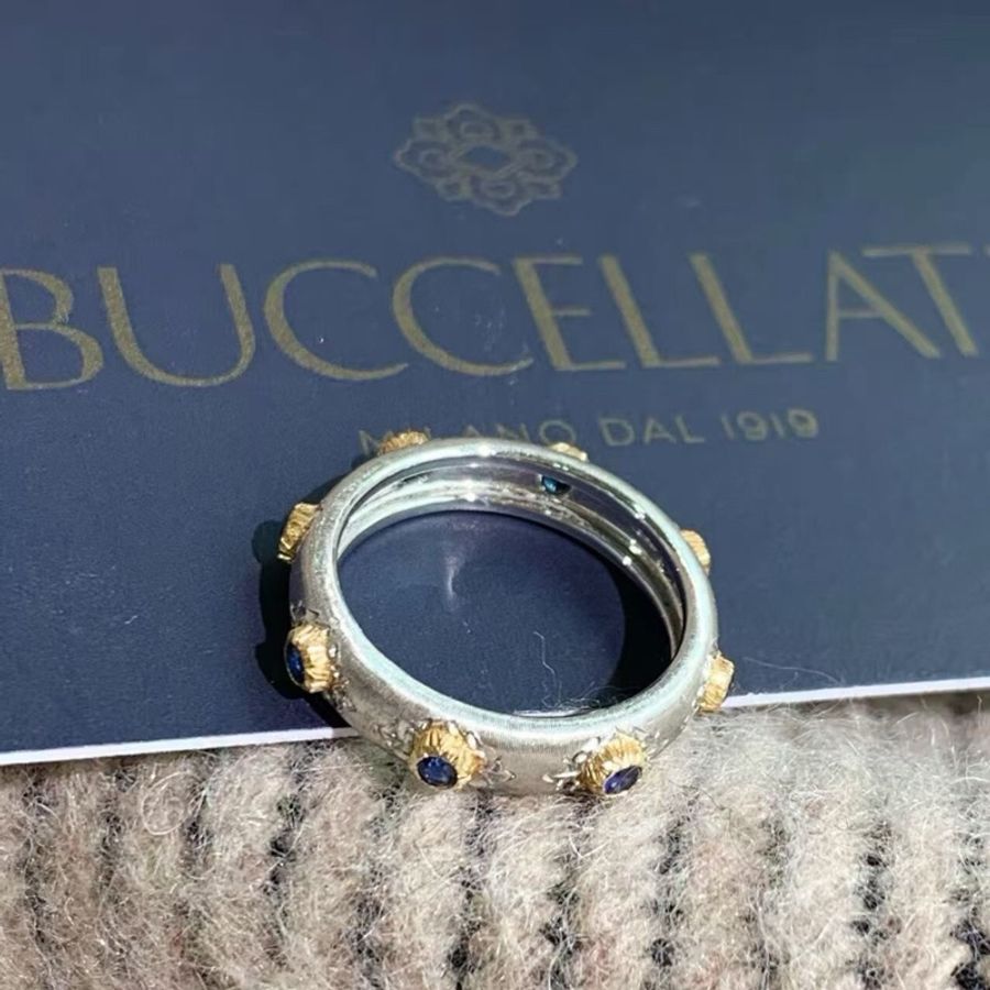 Buccellati Macri系列波西塔諾藍寶石白金戒指48號-4