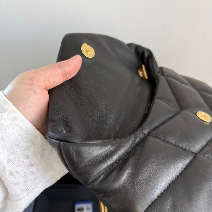 ☁️ YSL聖羅蘭puffer雲朵包,黑金斜背包單肩包-6