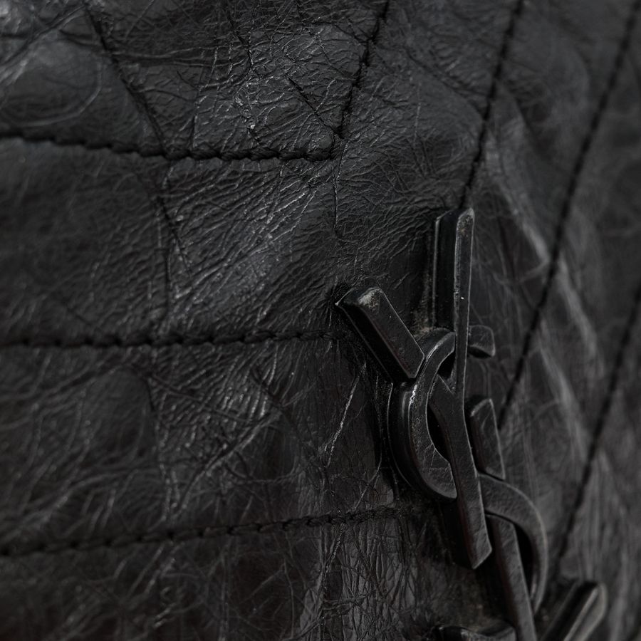 Saint Laurent YSL 聖羅蘭 黑色 BLACK NIKI 復古褶皺鏈條單肩包 翻蓋包-20