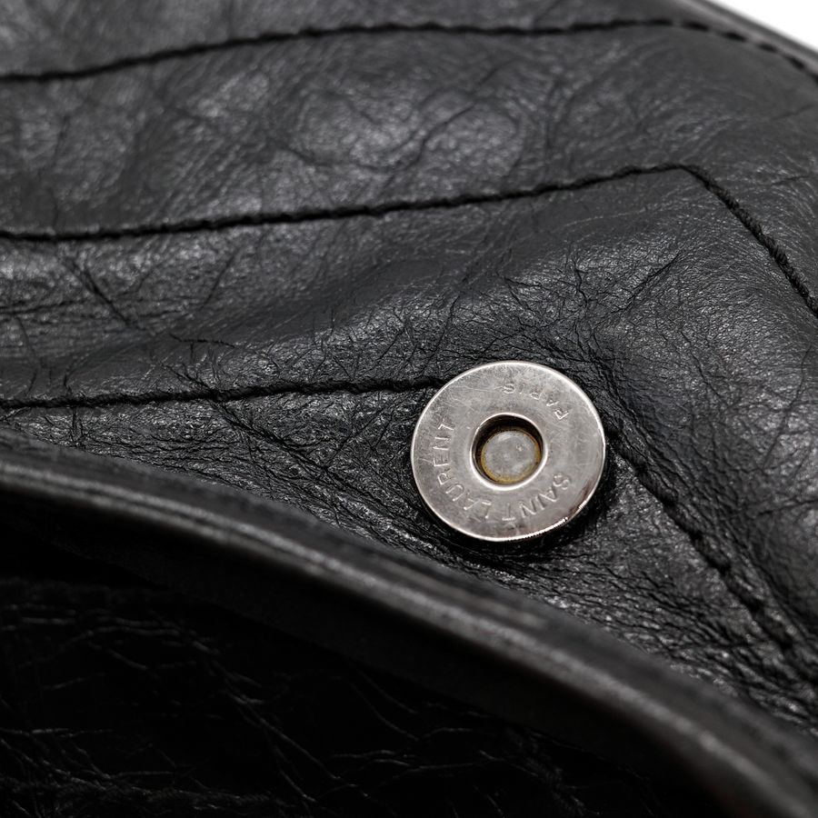 Saint Laurent YSL 聖羅蘭 黑色 BLACK NIKI 復古褶皺鏈條單肩包 翻蓋包-30