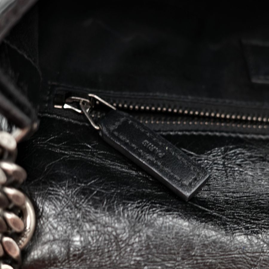 Saint Laurent YSL 聖羅蘭 黑色 BLACK NIKI 復古褶皺鏈條單肩包 翻蓋包-31