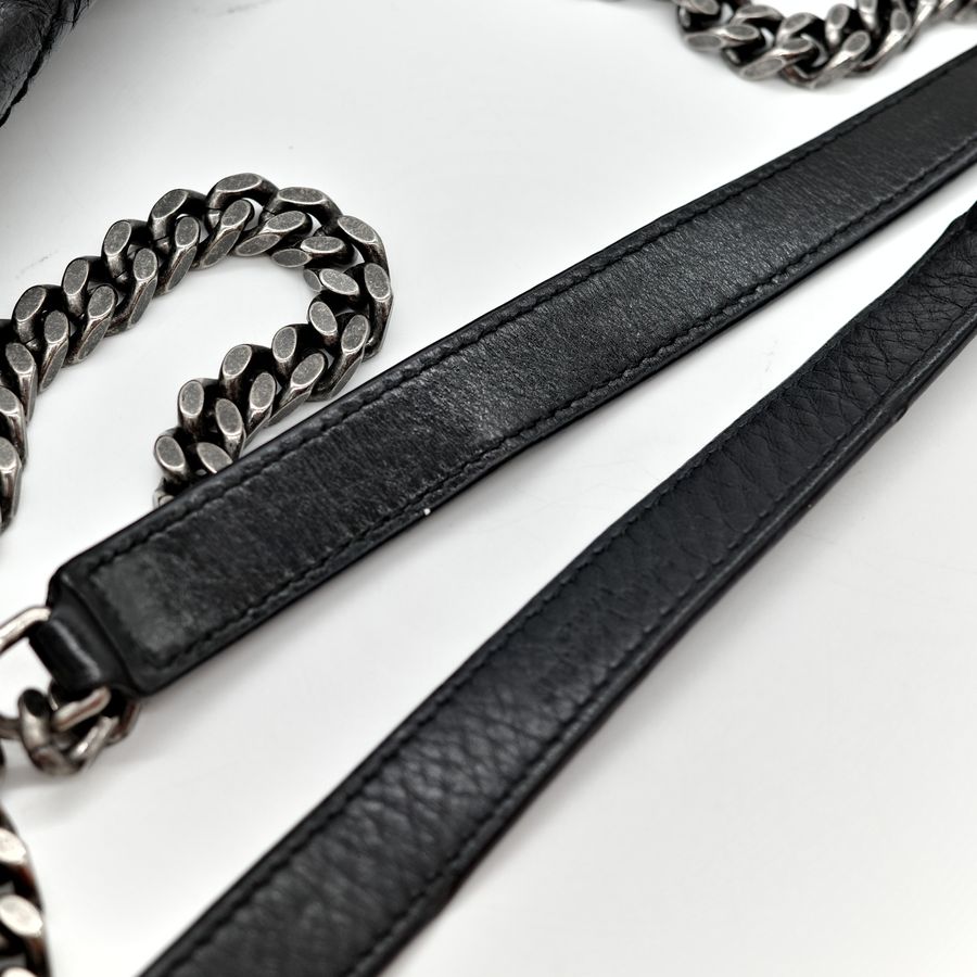 Saint Laurent YSL 聖羅蘭 黑色 BLACK NIKI 復古褶皺鏈條單肩包 翻蓋包-38