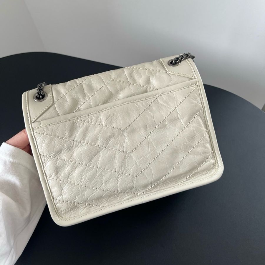 SAINT LAURENT聖羅蘭 YSL Niki小號鏈條 流浪包斜挎包單肩包 白色-3