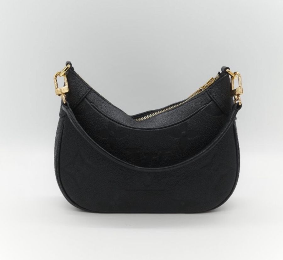 Louis Vuitton 路易威登BAGATELLE M46002 黑色全 皮壓紋彎月包牛角包斜背包單肩-1
