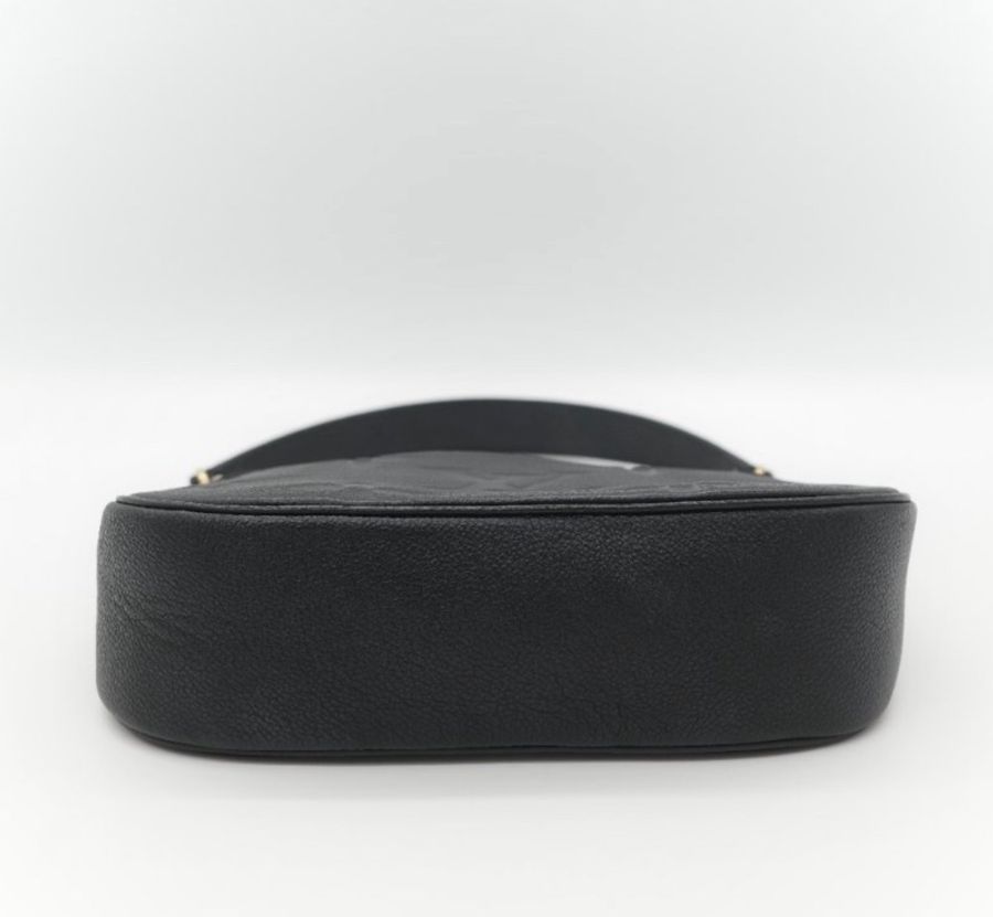 Louis Vuitton 路易威登BAGATELLE M46002 黑色全 皮壓紋彎月包牛角包斜背包單肩-7