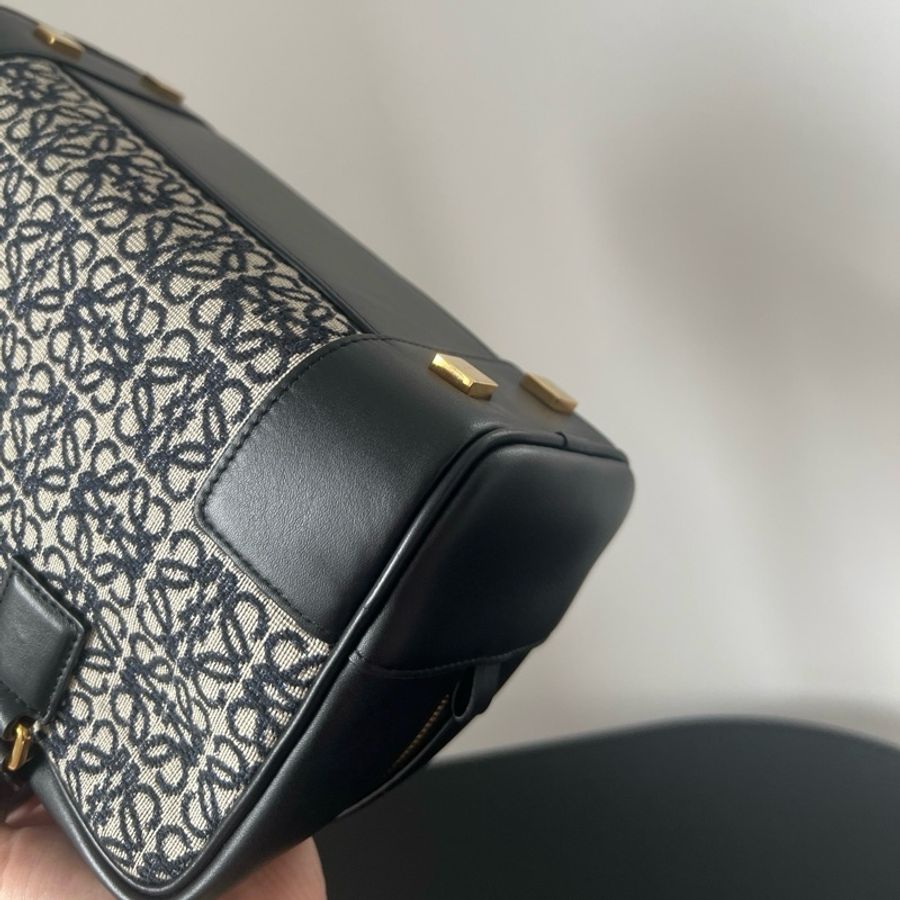 Loewe/羅意威Amazona波士頓手提包斜背包 黑色,金扣 附件:肩帶-6