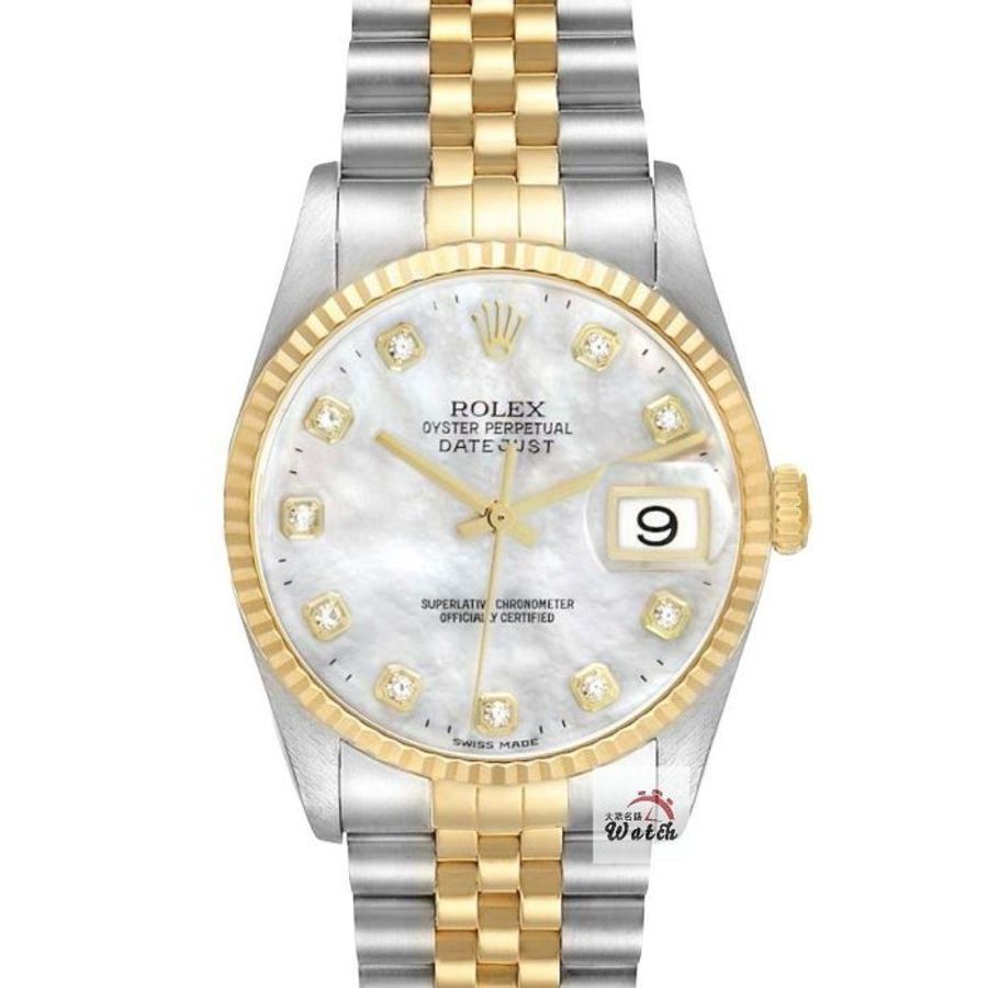 【大眾名錶】ROLEX 勞力士16233 Datejust 蠔式日誌 市面少有 新包台 原廠貝殼十鑽面盤 底蓋原廠貼紙 原帶未整理 B1329-0
