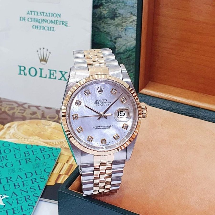 【大眾名錶】ROLEX 勞力士16233 Datejust 蠔式日誌 市面少有 新包台 原廠貝殼十鑽面盤 底蓋原廠貼紙 原帶未整理 B1329-3