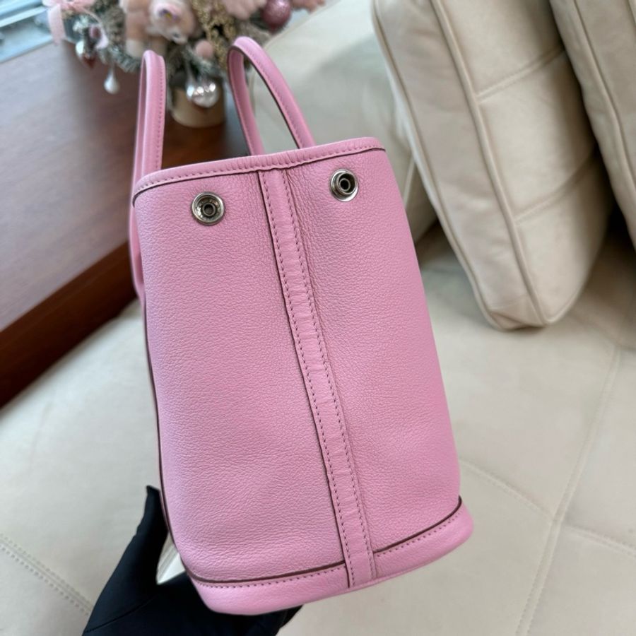 🌸 Hermes 愛馬仕 garden party 30 花園30手提包 櫻花粉銀扣-2