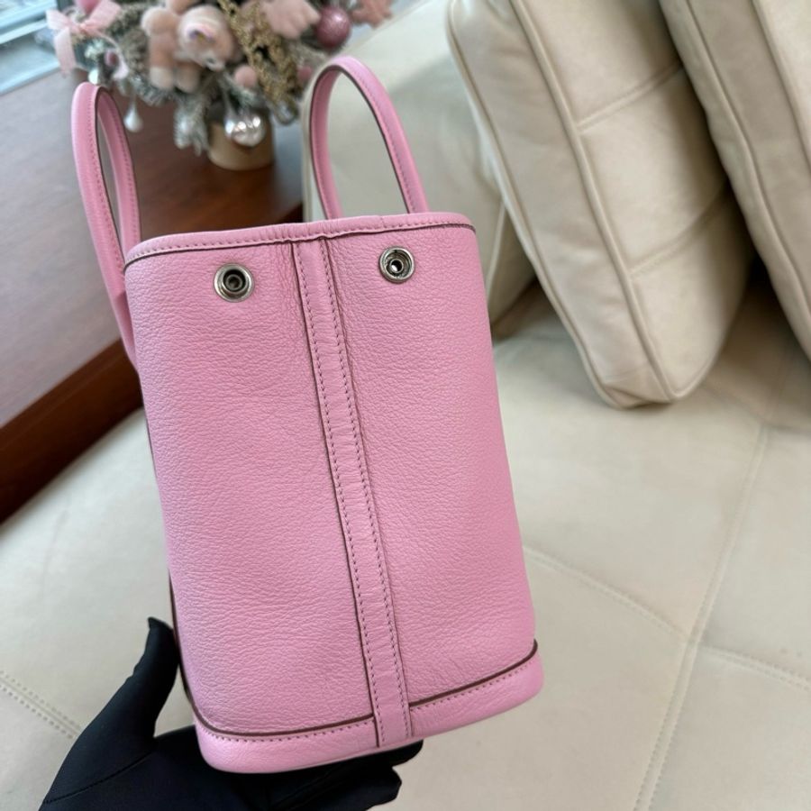 🌸 Hermes 愛馬仕 garden party 30 花園30手提包 櫻花粉銀扣-3