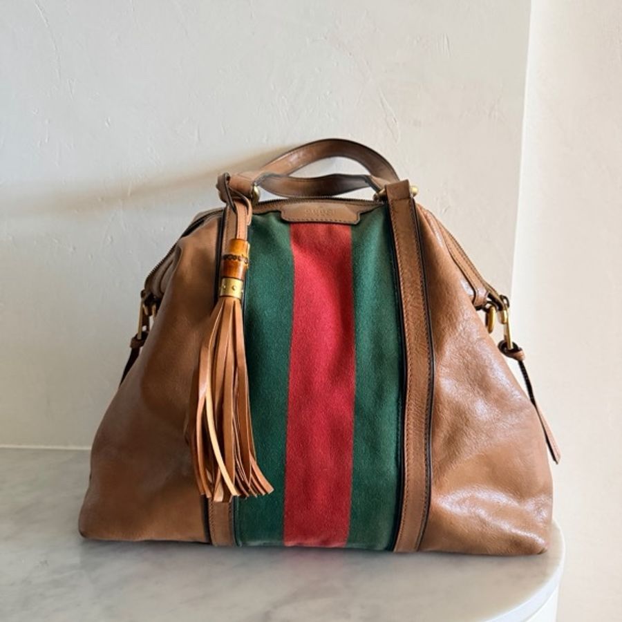 Gucci Rania 經典皮革竹節托特包👜-5
