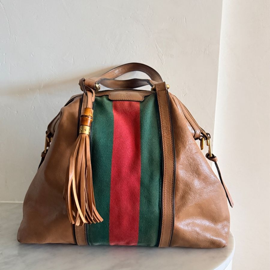 Gucci Rania 經典皮革竹節托特包👜-3