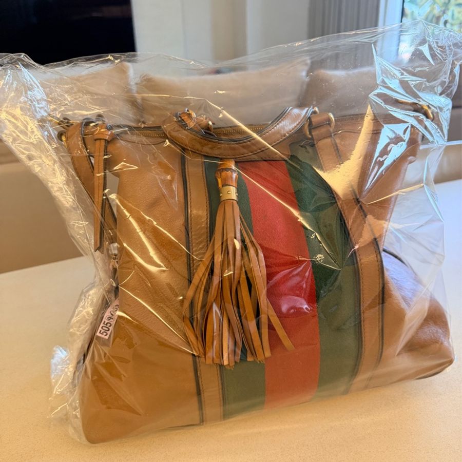 Gucci Rania 經典皮革竹節托特包👜-4