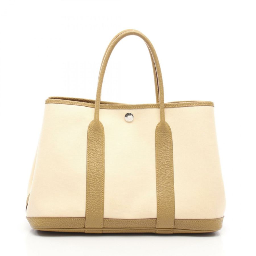 HERMES 花園派對 TPM 手提包 Y Negonda Toile Officier Cardamon vanille SHW-0