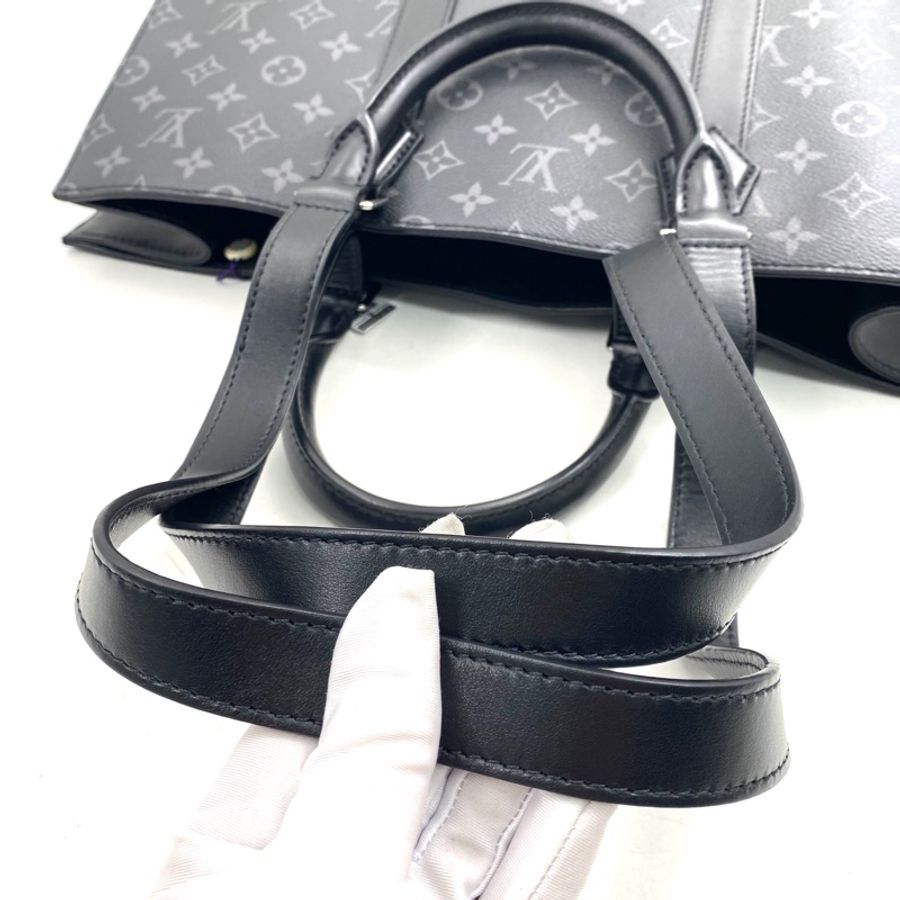 99新 Louis Vuitton 路易威登 新款黑老花sac plat托特包-5